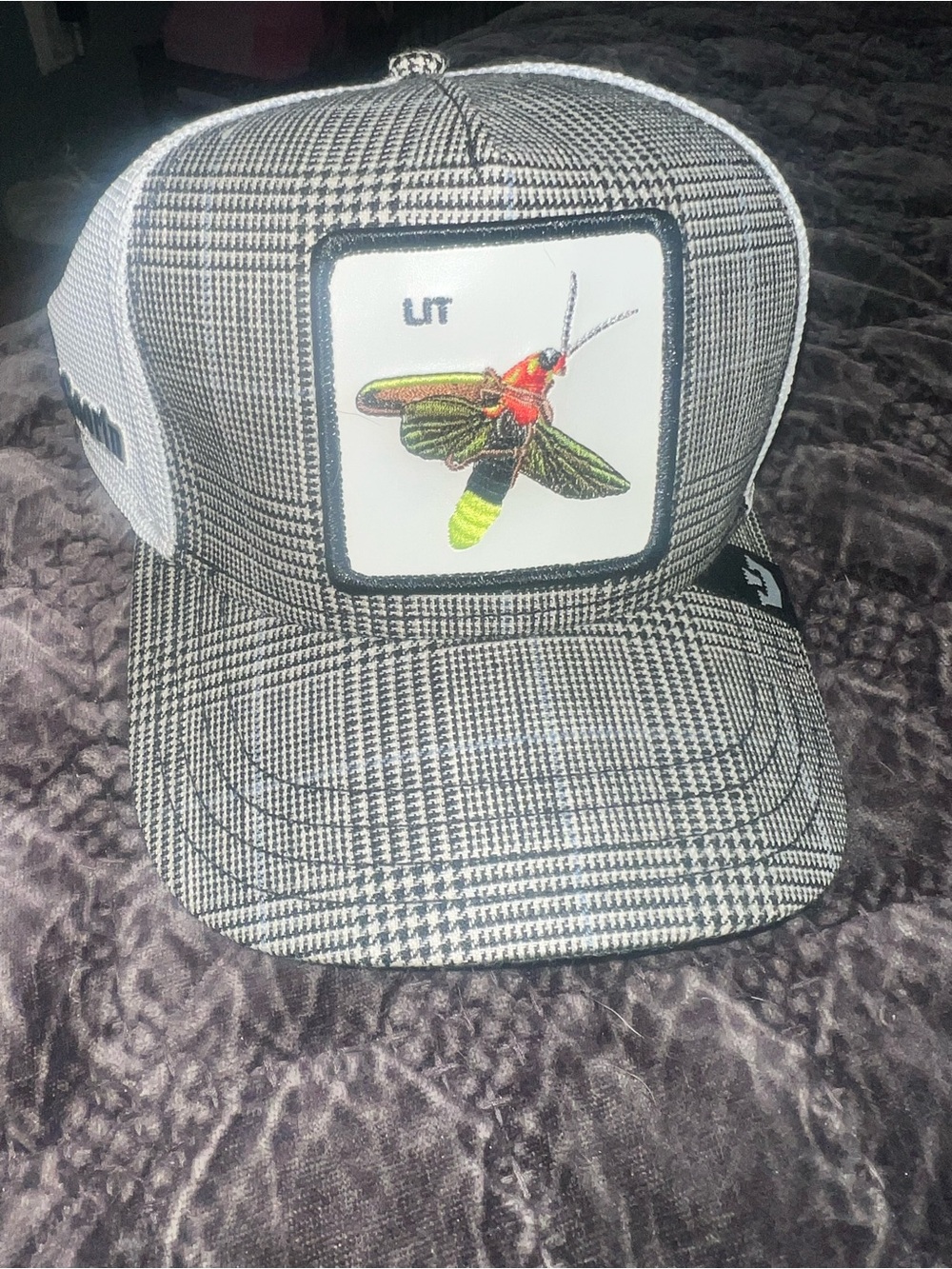 Goorin Bros Plaid Trucker Hat with Colorful Lit Patch New
